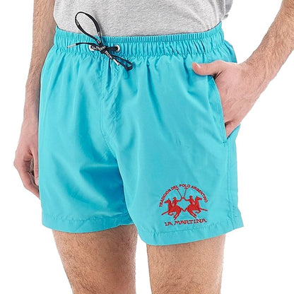 Blue Polyester Men Swimwear