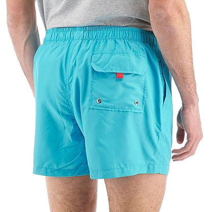 Blue Polyester Men Swimwear