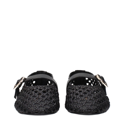 Black Leather Ballet Flats