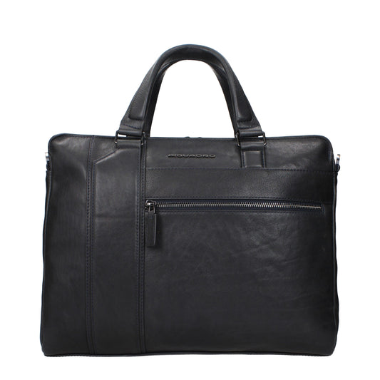 Blue Leather Business And Laptop Bags
