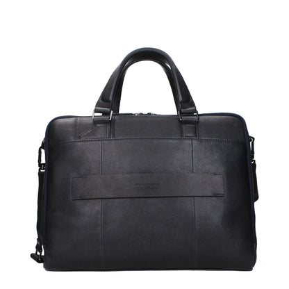 Blue Leather Business And Laptop Bags
